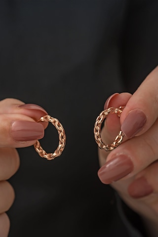 925 Ayar Rose Altın Kaplama Iç Içe Geçmiş Halka Gümüş Küpe