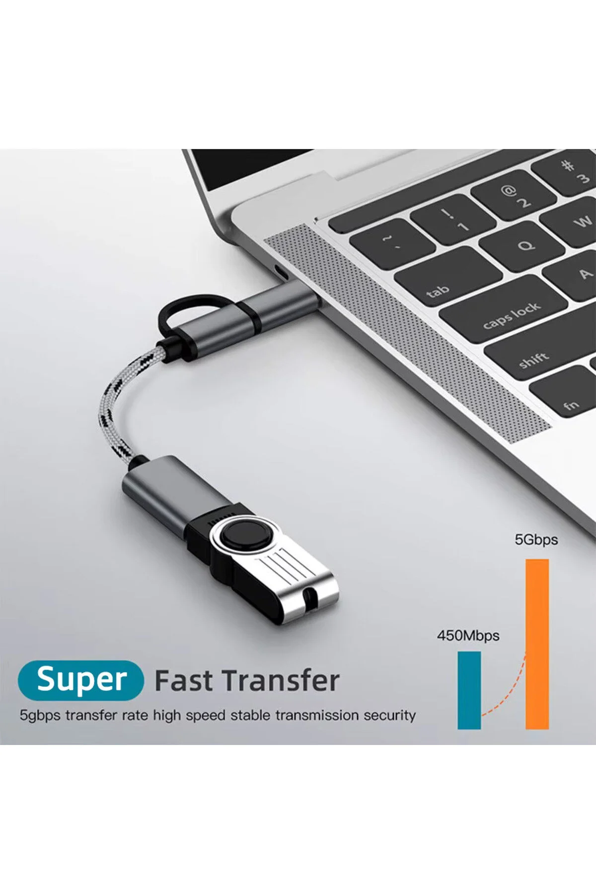 Usb 3.0 Otg To Type C Micro Usb Data Şarj Çevirici Dönüştürücü Adaptör Android Ve Macbook Uyumlu Hasır Kablo