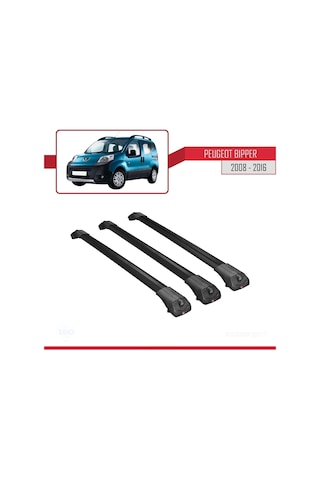 Peugeot Bipper 2008-2016 Arası İle Uyumlu Ace-1 Ara Atkı Tavan Barı Siyah 3 Adet Bar