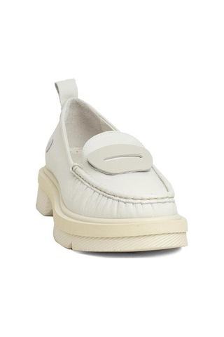 Mammamia D24ya-850 Kalın Taban Loafer Deri Kadın Ayakkabı Krem