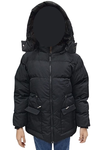 Kız Çocuk Kapüşonu Çıkabilen Fermuar Kapamalı Beli İp Bağlamalı İçi Peluş Astarlı Siyah Mont Siyah