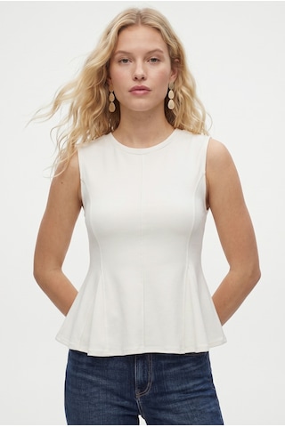 Ritnice Kadın Rowe %100 Pamuk Peplum Sıfır Kol Ekru Bluz