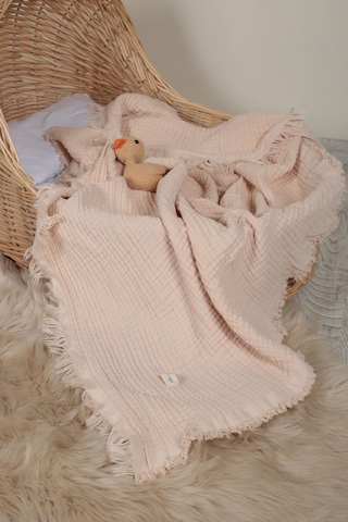 Müslin Püsküllü 4 Katlı Müslin Battaniye 90x120 Cm - Ze4katlı Ekru