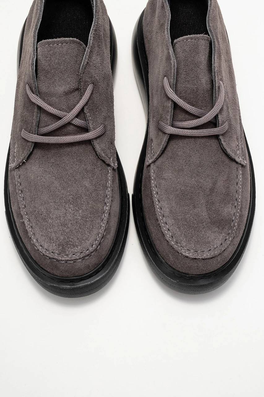 Lılya Füme Gri Süet Hakiki Deri Kadın Chukka Bot Füme - Gri