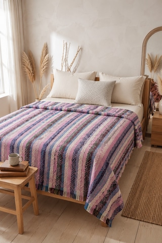 Dokuma Pike Çiftkişilik 200x220 Çok Amaçlı Bohem Yatak Örtüsü Berry Mix