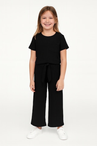 Kız Çocuk Pijama Altı Beli Lastikli Rahat Kalıp Siyah