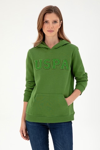 U.S. Polo Assn. Kadın Yeşil Basic Kapüşonlu Sweatshirt 50296931-VR054