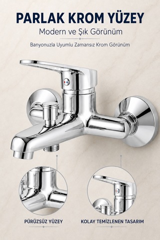 Krom Sıcak Soğuk Aç Kapa Mix Tek Kollu Banyo Bataryası