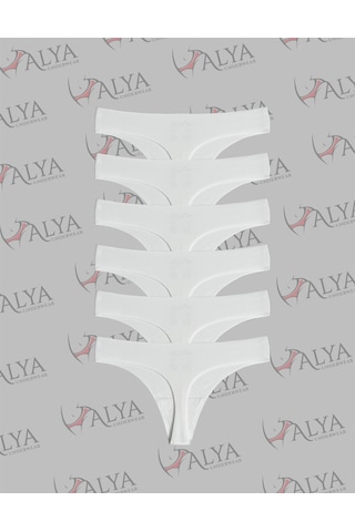 Alya Underwear Lazer Kesim Dikişsiz Tanga Külot, Seamless String 6'lı Paket Beyaz