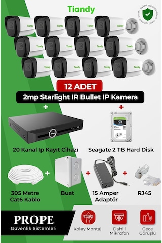 Tiandy 12 Kameralı Bullet Full Sistem Paketi