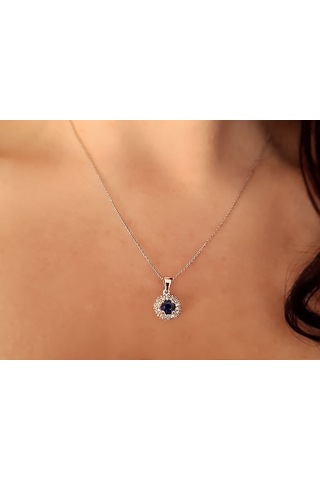 Sirius 0.30 Karat Pırlanta Ve Safir Taşlı 18K Kolye 0804P0161