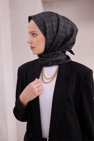 Belli İpek Eşarp - 4215-59 Siyah Twill