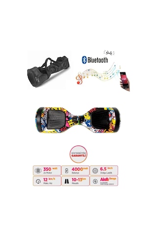 Elektrikli Kaykay Scooter Akıllı Denge Hoverboard + Hoverkart + Çanta Full Ledli Extrem Paket D01