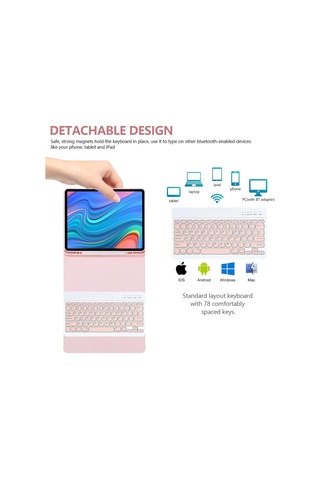 Apple Uyumlu iPad Air 13 Inç M2 Çip 2024 Bluetooth Özellikli Standlı Kalem Bölmeli Klavyeli Kılıf