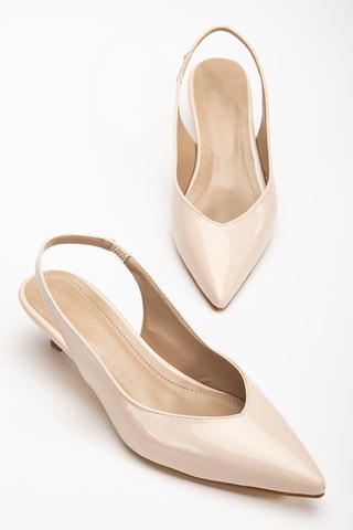 Suins Shoes Suins Stephen Model Kadın 4 Cm Kısa Mini Topuklu Rugan Ayakkabı Ten