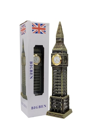 Vintage Metal İngiltere London Big Ben Saat Kulesi Antik Bronz 23 Cm