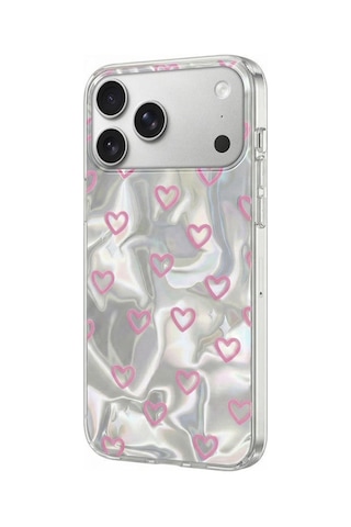 Apple İphone 17 Pro Max Uyumlu Kılıf Pink Heart Silikon Kılıf Pembe