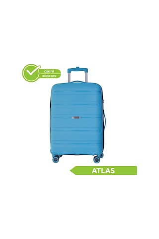 Vegmann Polipropilen Pp Atlas Mavi Büyük Boy Valiz Mavi