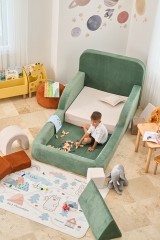Funbed Yeni Nesil Montessori Çocuk Yatağı & Oyun Alanı Yıkanabilir Sıvı Geçirmez Yeşil - 836527200