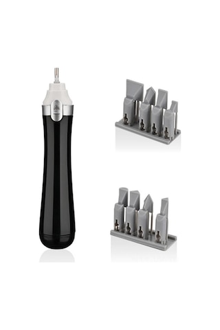 Vkemall Mini Elektrikli Piston Tipi Taşlama Parlatma Kalemi - Küçük Boy Taşlama Delme Aleti - El İşleri Dıy Araç Seti 1 Makine + 8 Uç