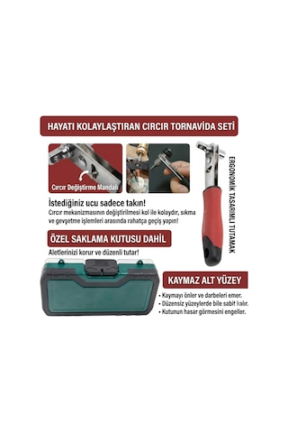 23 Parça Çok Amaçlı Cırcırlı Lokma Takımı Somun Sıkma Tornavida Vidalama Seti %100 Alman Kalitesi