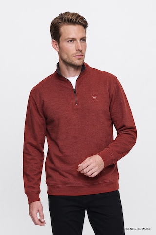 Wrangler Pamuklu Selanik Regular Fit Fermuarlı Erkek Sweatshirt W2620081810 Kiremit