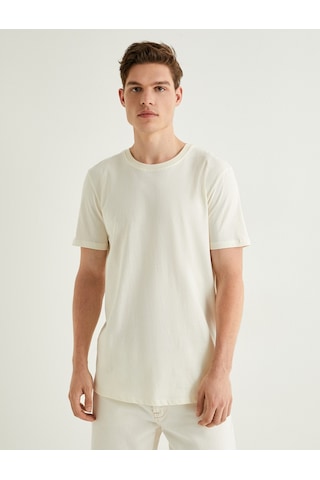 Koton Basic Tişört Slim Fit Bisiklet Yaka Kısa Kollu Ekru 4sam10842hk Ekru