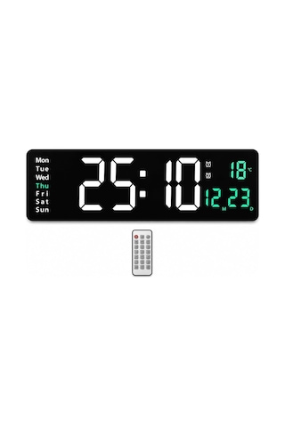 Kumandalı Led Dijital Duvar Saati Büyük Ekran 39 Cm / Geri Sayım Timer, Çift Alarm, Sıcaklık & Tarih Gösterg Diğer