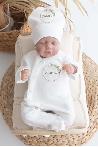 Bebewini Pamuk Baskılı 11'li İsimli Hastane Çıkışı M16 Ekru