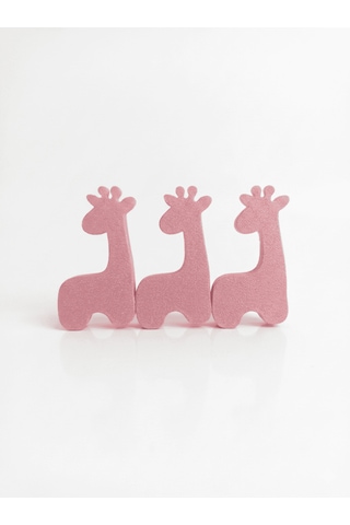 Zürafa Figürlü 3 Adet Dolap Kulpu - Çocuk Odası , Modern Ve Şık 3cm Vida Ve Somun Dahil Pembe