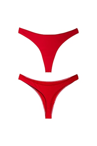 Kadın Pamuklu Basic Tanga Külot, 3'lü Paket,kırmızı-pembe-lacivert Pembe - Kırmızı