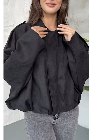 Prifaldi Zr Oversize Süet Bomber Ceket Siyah