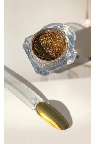 Gold Tırnak Krom Tozu Aplikatörlü Krom İnci Tozu Metalik Altın Wn-103