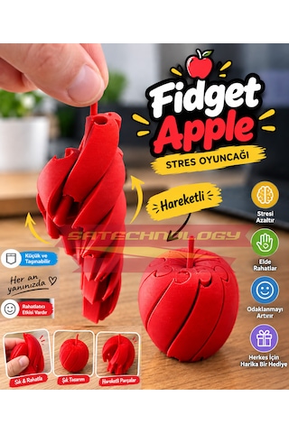 Stres Oyuncak Elma Twisty Fidget Hareketli Oyuncak Elma Kırmızı