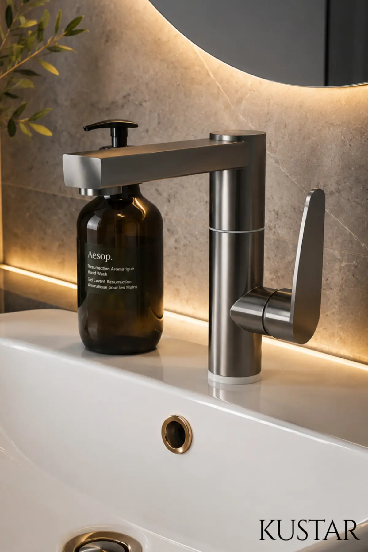 Modern Tek Kollu İnox Lavabo Bataryası Banyo Musluğu Aç-kapa Döner Boru Sıcak Soğuk Inox