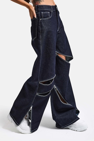it's basic Kadın İndigo Selvedge 7s6-50 Süper Baggy Fit Fermuar Detaylı Özel Tasarım Denim Jean
