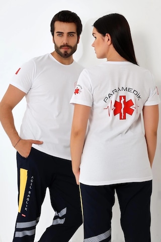 Paramedik Yuvarlak Yaka Penye Kısakol Tshırt 101 Beyaz 101 Beyaz