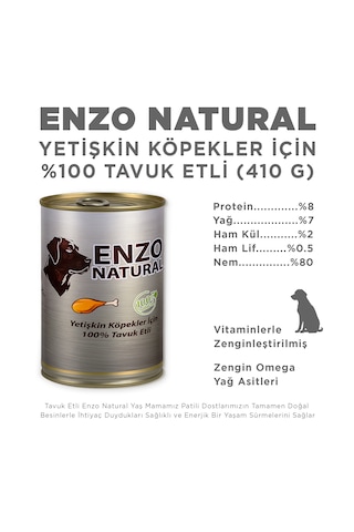 Enzo Natural Tavuk Etli Yaş Köpek Maması 410 Gr X 24