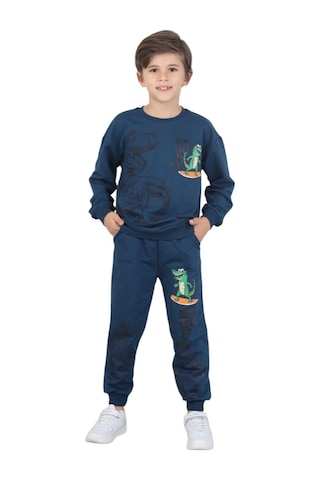 Erdem Kıds Erkek Çocuk Dinozor Baskılı Pijama Takımı İki İplik Eşofman Takımı Okul İkili Takım Parlament Mavi Parlament Mavi