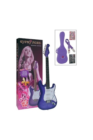 Valencia Gypsy Rose Gre1kcpp Elektro Gitar Seti Mor - Tek Manyetik Basitleştirilmiş - Simli Mor - Yeni Başlayanlara