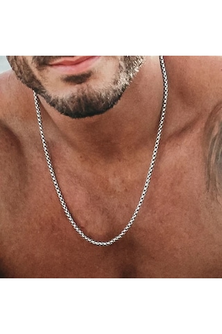 Arnavut Zinciri Örme Erkek Çelik Kolye Zincir 3mm 70cm