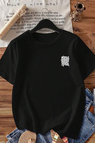 Spoyi Urban Passion Tasarımlı %100 Pamuk Yarım Oversize Siyah T-shirt