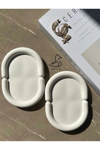 Bulut Görünümlü Oval Dekoratif Tabak 2 Li