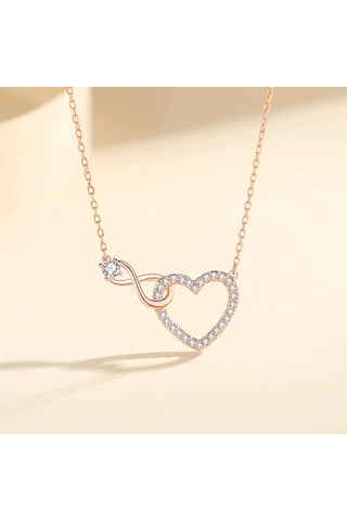 Uıowoo Zarif Kalp Kolye - İnce Zincir Klavye Kolye - Kadınlar İçin Şık Kolyesi - Özel Günler Ve Hediye İçin Altın - Rose Gold