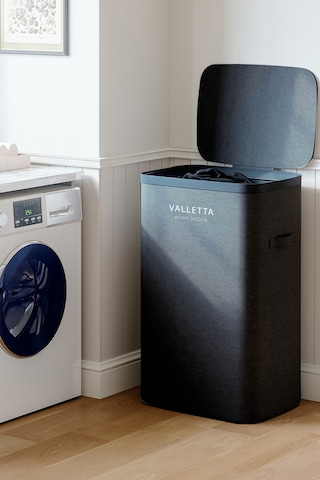 Paloma 60l Tek Yıkanabilir Bölmeli Katlanabilir Kumaş Kirli Çamaşır Sepeti Ink Black