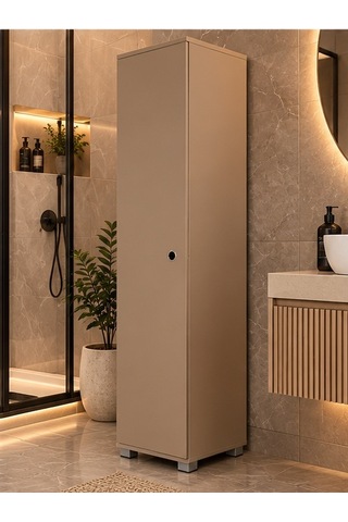 Rafineri Tasarım Saltık Çok Amaçlı Dolap Tek Kanat Raflı Mdf . Krem