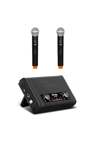 König K-302ee Uhf Çift Kanal Telsiz Mikrofon 2 El Kablosuz Mikrofon - 8697314964291