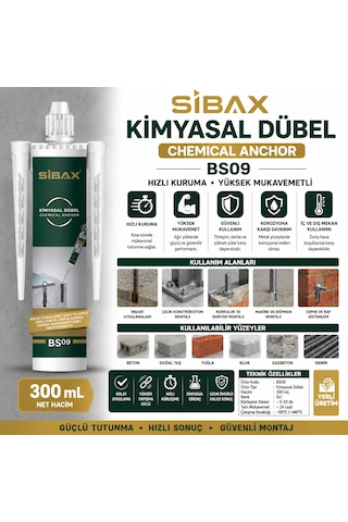 Sibax Kimyasal Dübel Hızlı Kuruma Yüksek Mukavemetli 300 Ml Kod :bs09