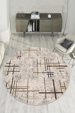 West Home Dijital Baskı Yıkanabilir Kaymaz Taban Yuvarlak Mutfak Halısı Salon Halısı Ve Yolluk Wh 488 Beige Yuvarlak