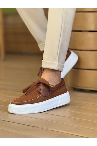 Roof Atelier Erkek Kahve Triko Kalın Taban Loafer Ayakkabı - 2602 - Triko Kahve